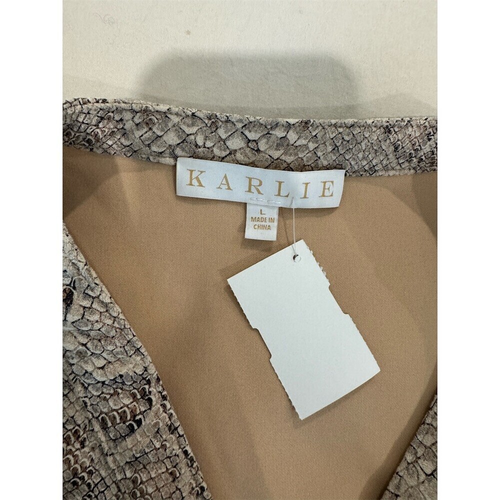 Karlie Dress Womens Size L Gray Ruffle Python Snake Print - Picture 3 of 10